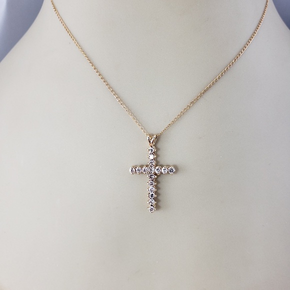 14K Yellow Gold and Diamond Cross Pendant #20405 - Picture 7 of 7